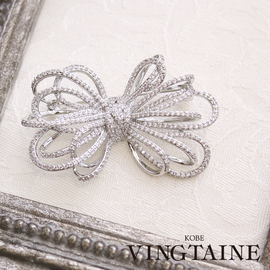 楽天市場】ブローチ リボン 華奢 キュービックジルコニア 華やか