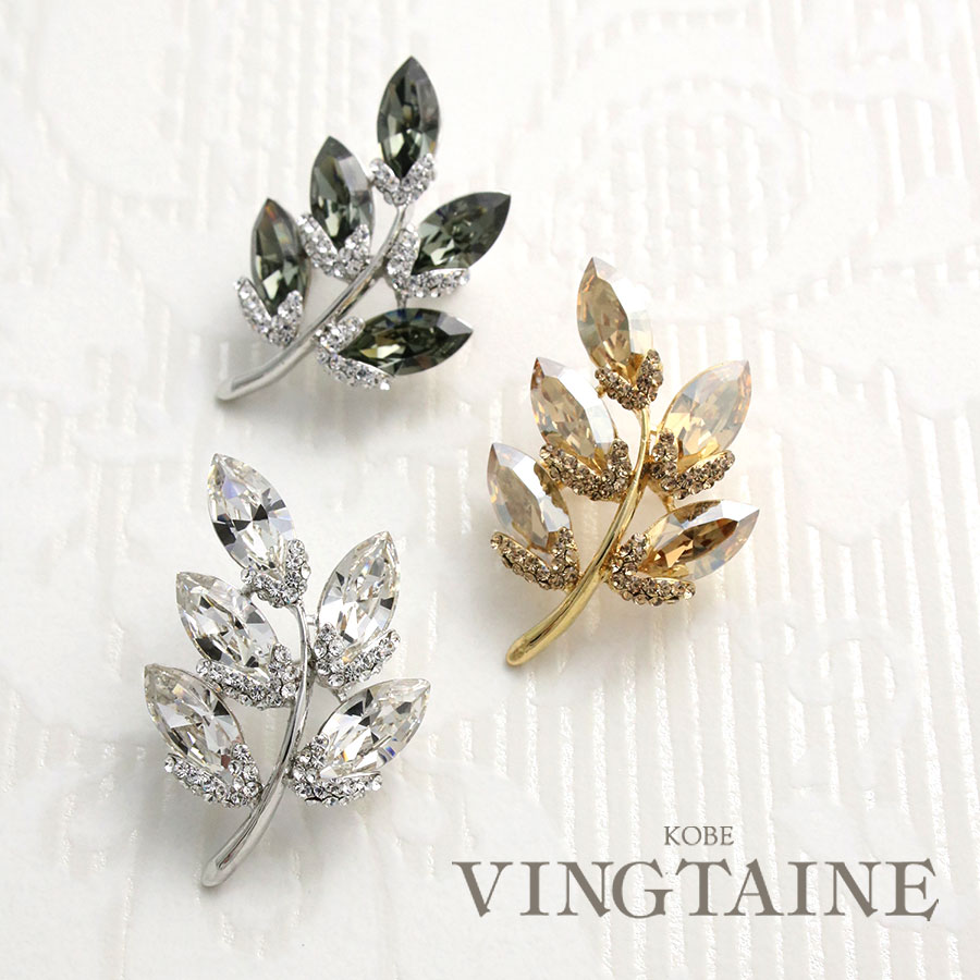 楽天市場】クリスタルブローチ リーフ モチーフ デザイン ジュエリー
