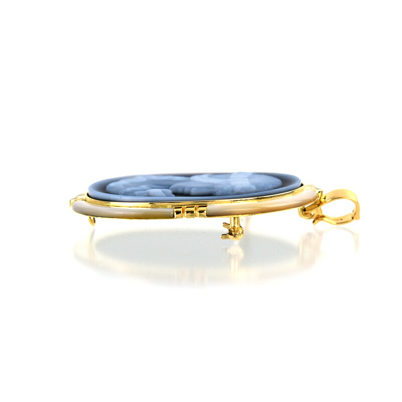 楽天市場】カメオ 2WAY ブローチ ペンダントトップ ブルー系 シェル