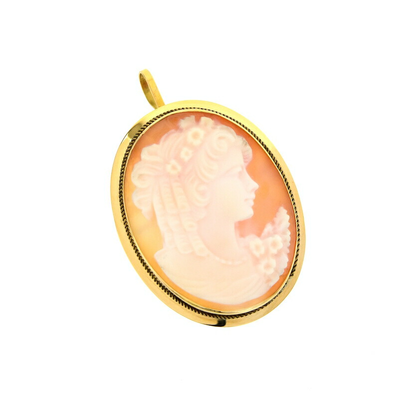 楽天市場】カメオ ブローチ 18金 K18YG イエローゴールド シェルカメオ