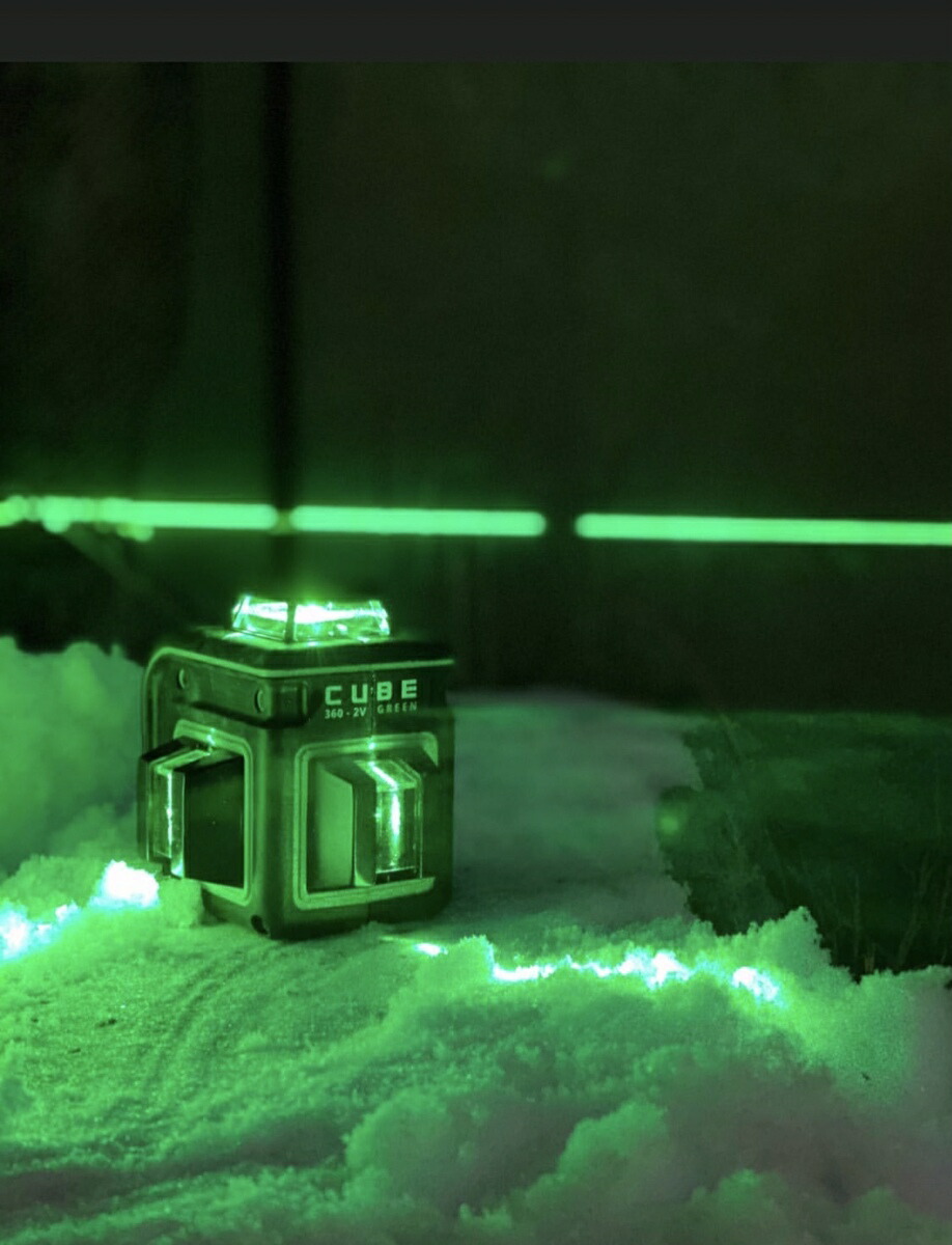 楽天市場】5%OFFグリーン レーザー墨出し器 円錐ミラーキューブ360ー2V