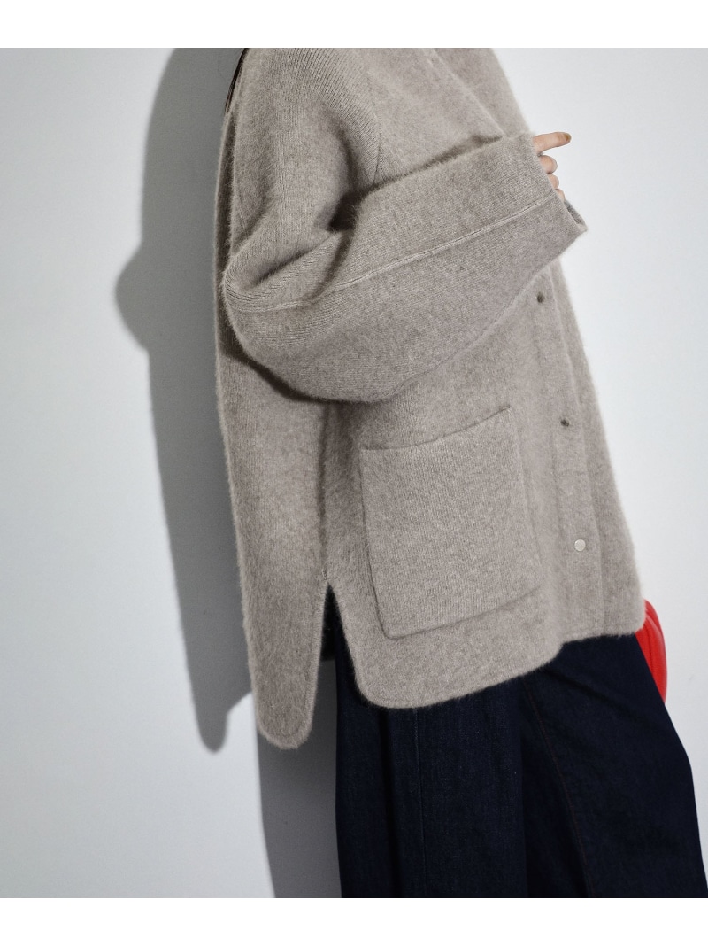 楽天市場】ダブルフェイスファーミドルニットカーディガン ADAM ET