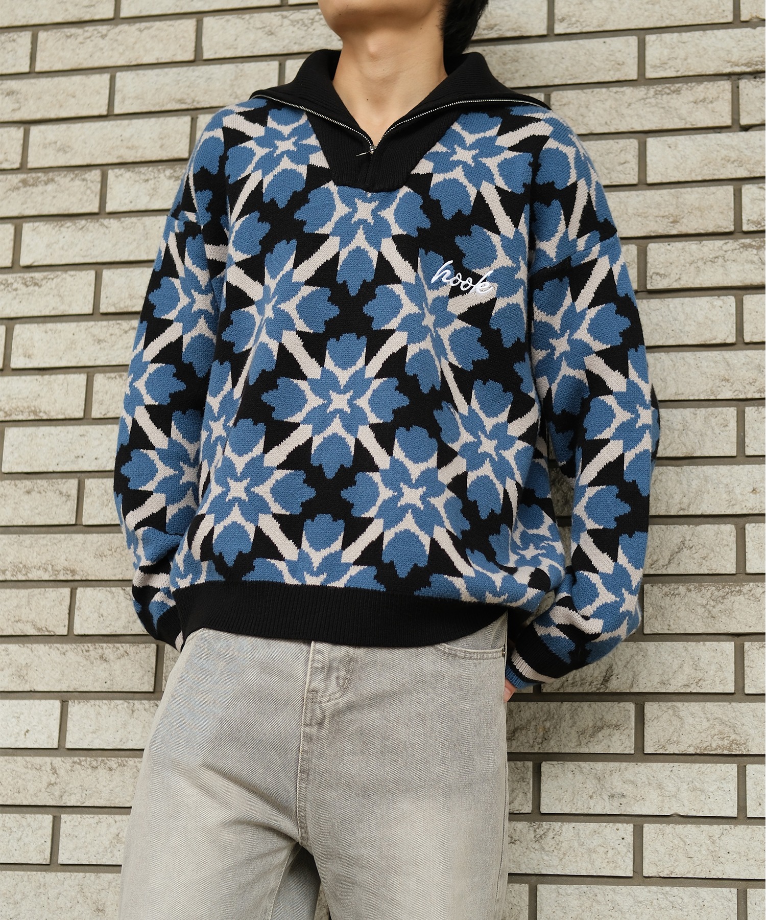 楽天市場】【2025AW】ニット メンズ ハーフジップ 幾何学模様 クルー