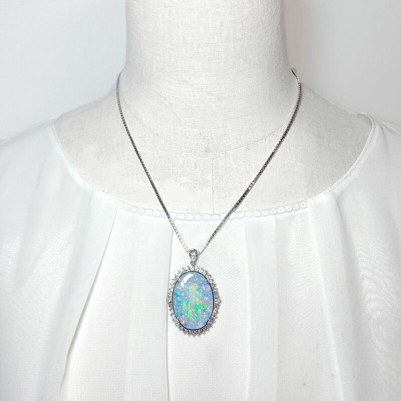 楽天市場】【ｾｰﾙ】ブラックオパール 19.91ct ネックレス PT850/PT900