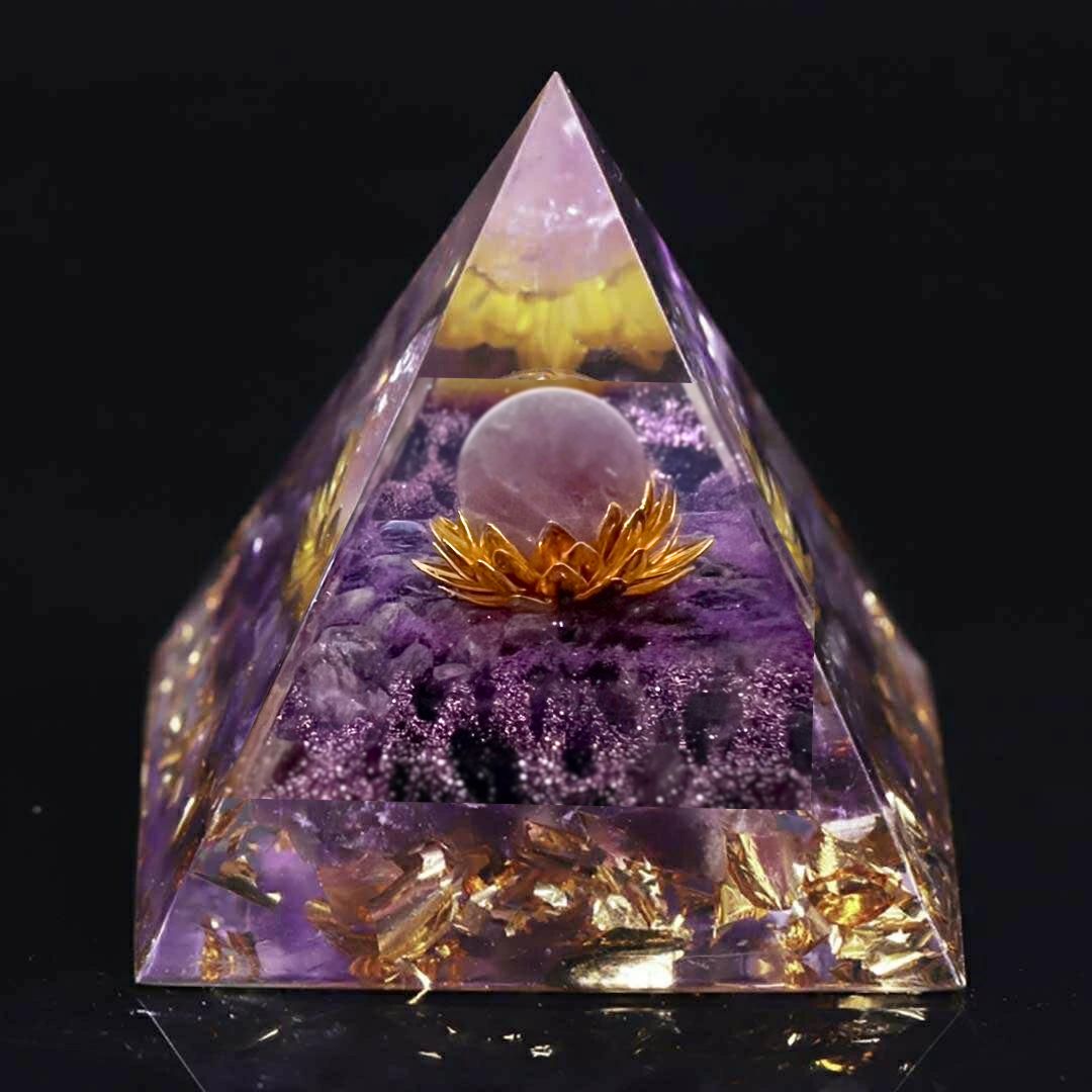 楽天市場】【置き配配送】 オルゴナイト 蓮の花モチーフ 紫 球体