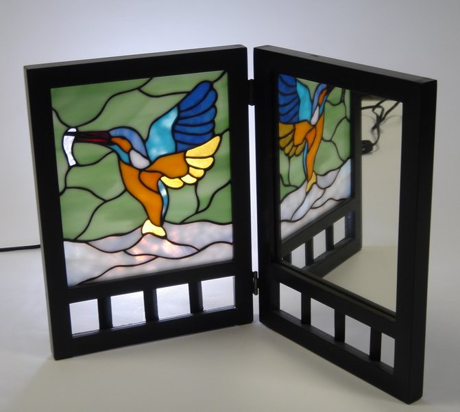 楽天市場】ステンドグラス小屏風パネル『カワセミ』【ステンドグラス