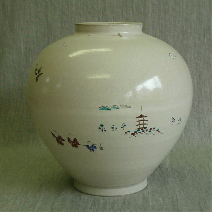 楽天市場】赤膚焼 奈良絵花瓶 昭山窯 白 奈良絵 花入 : 赤膚焼窯元