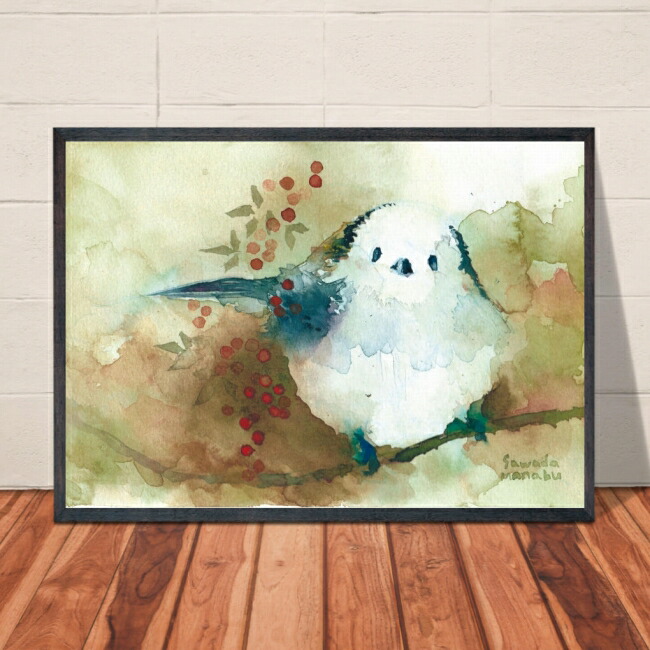 楽天市場】【送料無料】アートポスター【シマエナガ水彩画】小鳥
