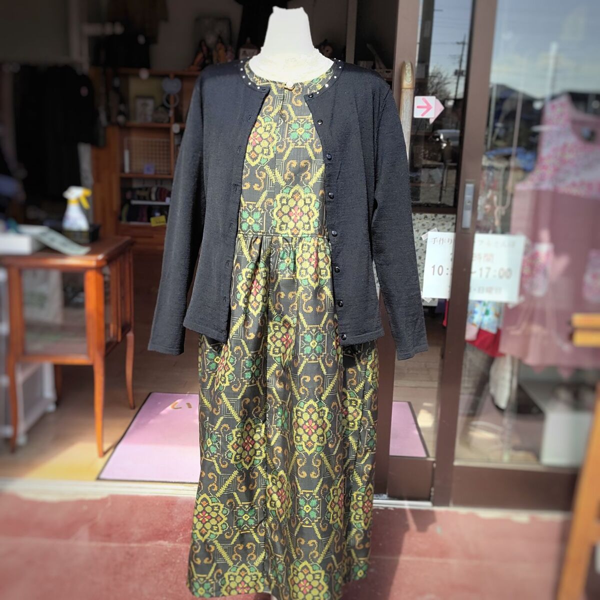 楽天市場】着物 リメイク【オーダー】七分袖 ギャザーワンピース L