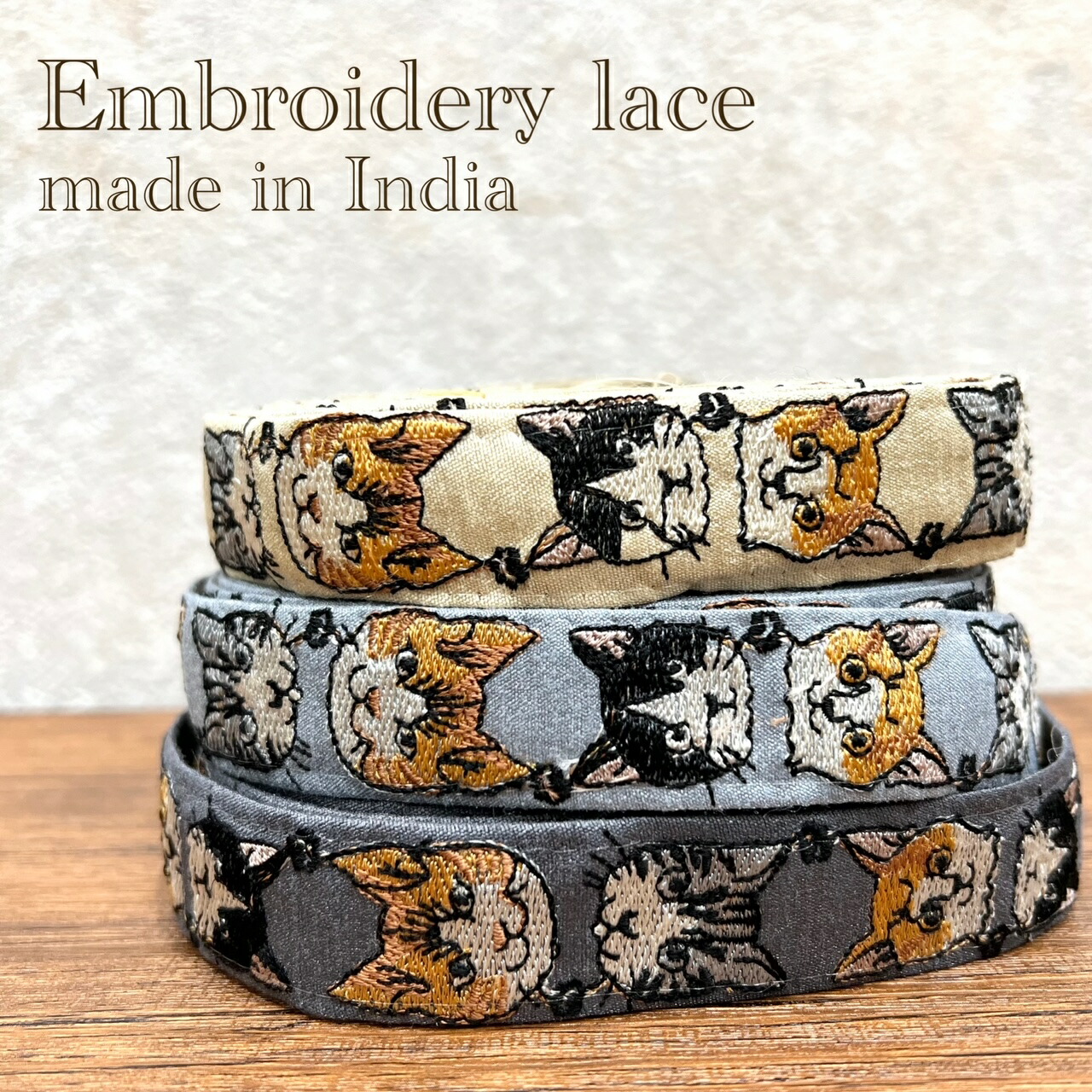 インディゴハート柄デニム♡刺繍のショルダーバッグ♡フリルリボン猫