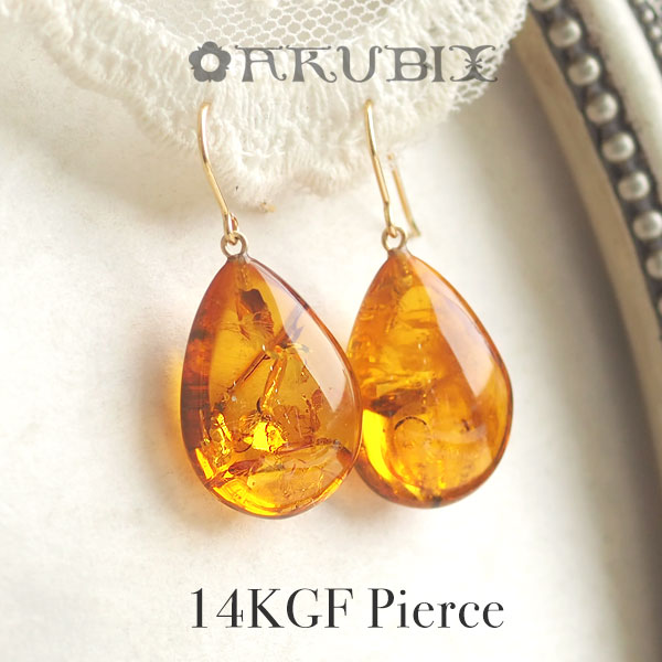 楽天市場】【バルト海の琥珀】オレンジゴールドアンバー K14GFピアス