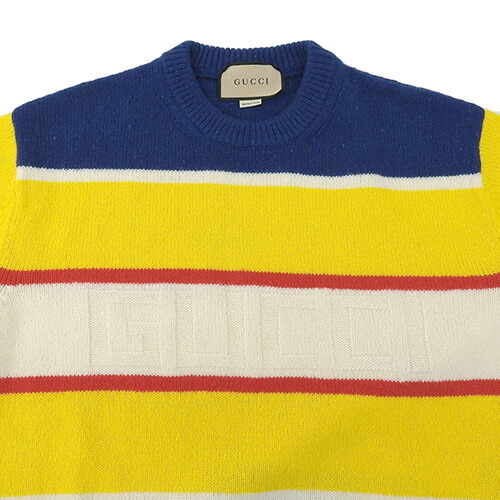 楽天市場】GUCCI(グッチ) ロゴ編み ボーダー マルチカラーニット