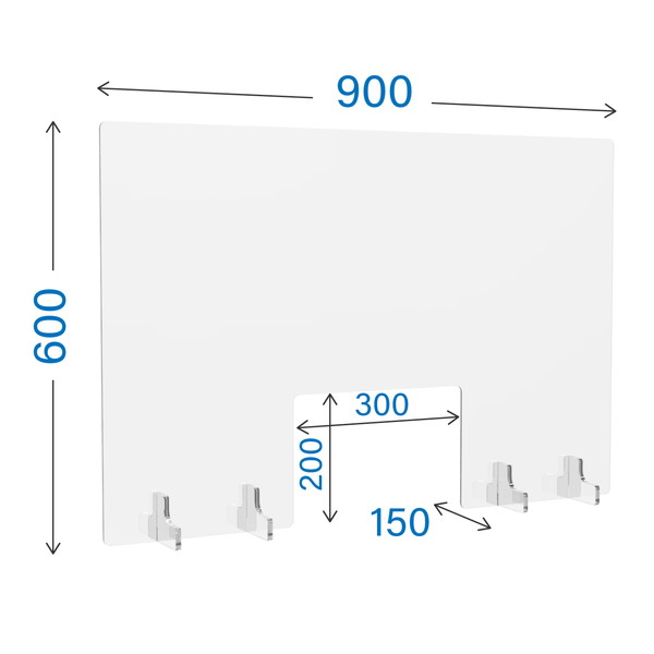 R・Fヤマカワ アクリル衝立 窓付き クリアタイプ W900×D150×H600mm AP