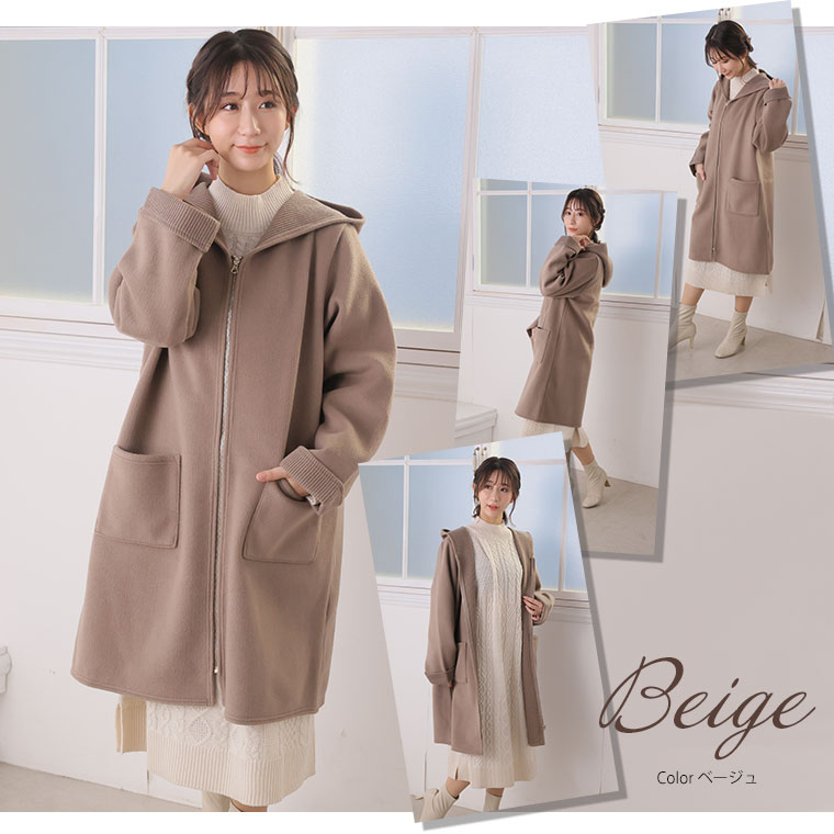 楽天市場】大きいサイズレディース アウター | 裏アゼ フード ミドル丈