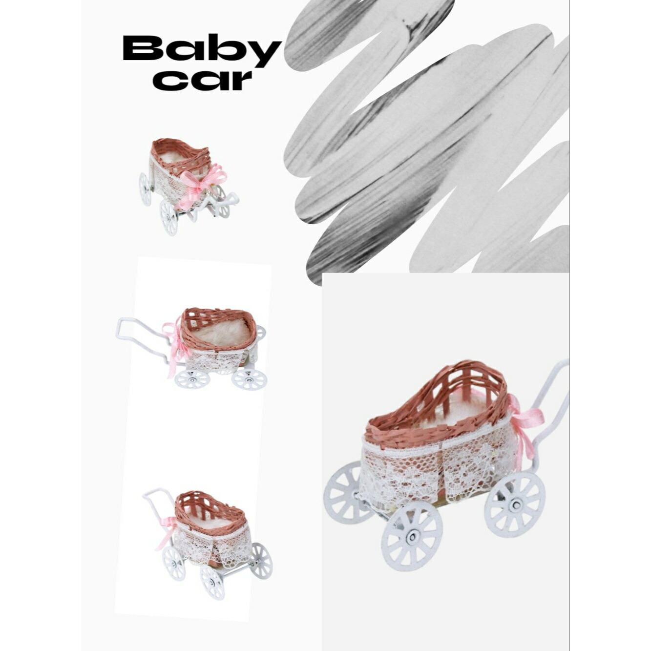 楽天市場】90000327（1点）ミニチュアベビーカー（アイアン＆レース