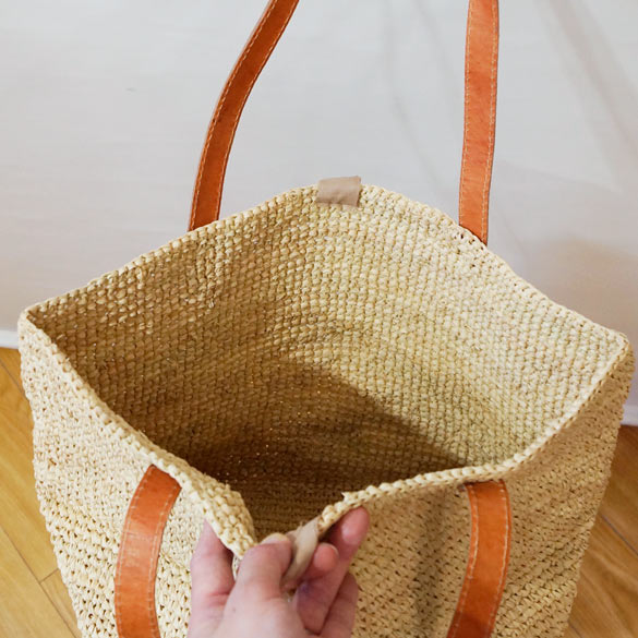 最終SALE☆ARRONトライアングル ラフィア✕ レザー カゴバッグ 軽量