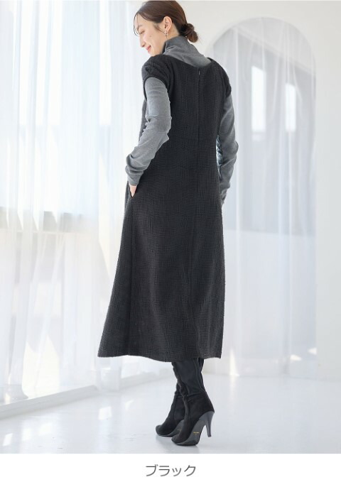 楽天市場】マタニティ ワンピース 秋冬 ツィード パフスリーブ