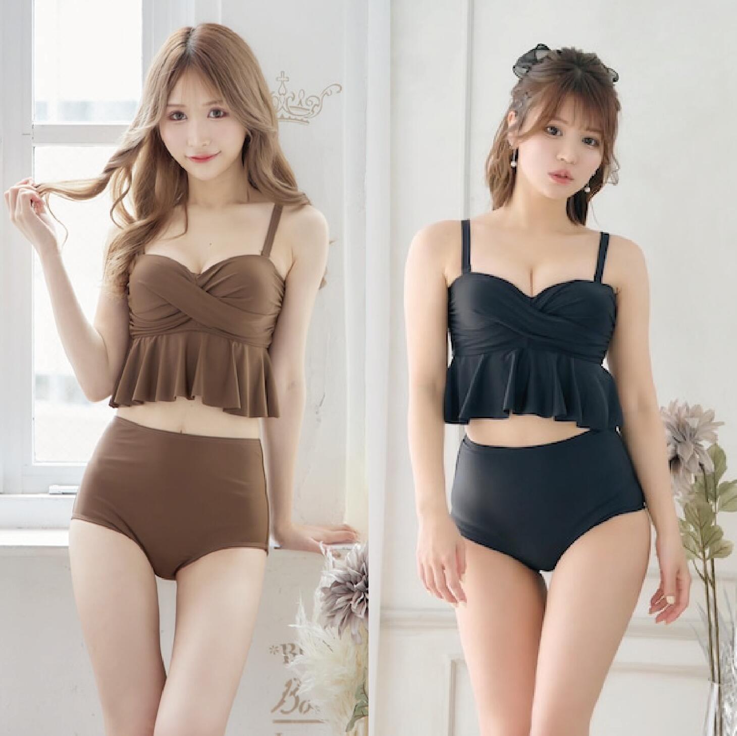 楽天市場】水着 レディース M L XL ブラウン 茶色 ブラック 黒 ねじれ