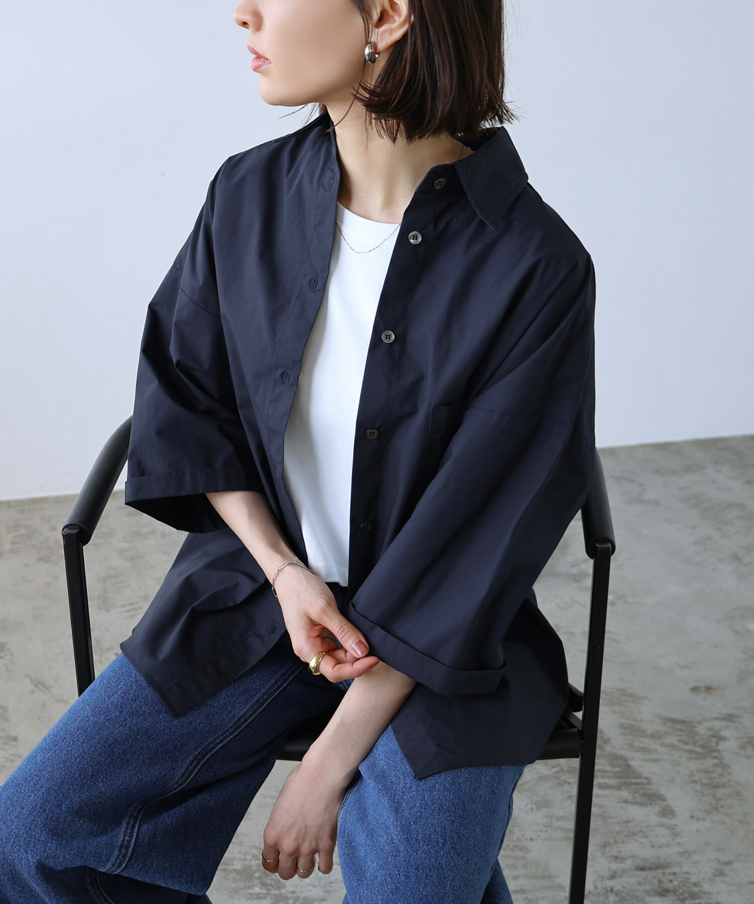 楽天市場】evernavy エバーネイビー コットン オーバーサイズ シャツ