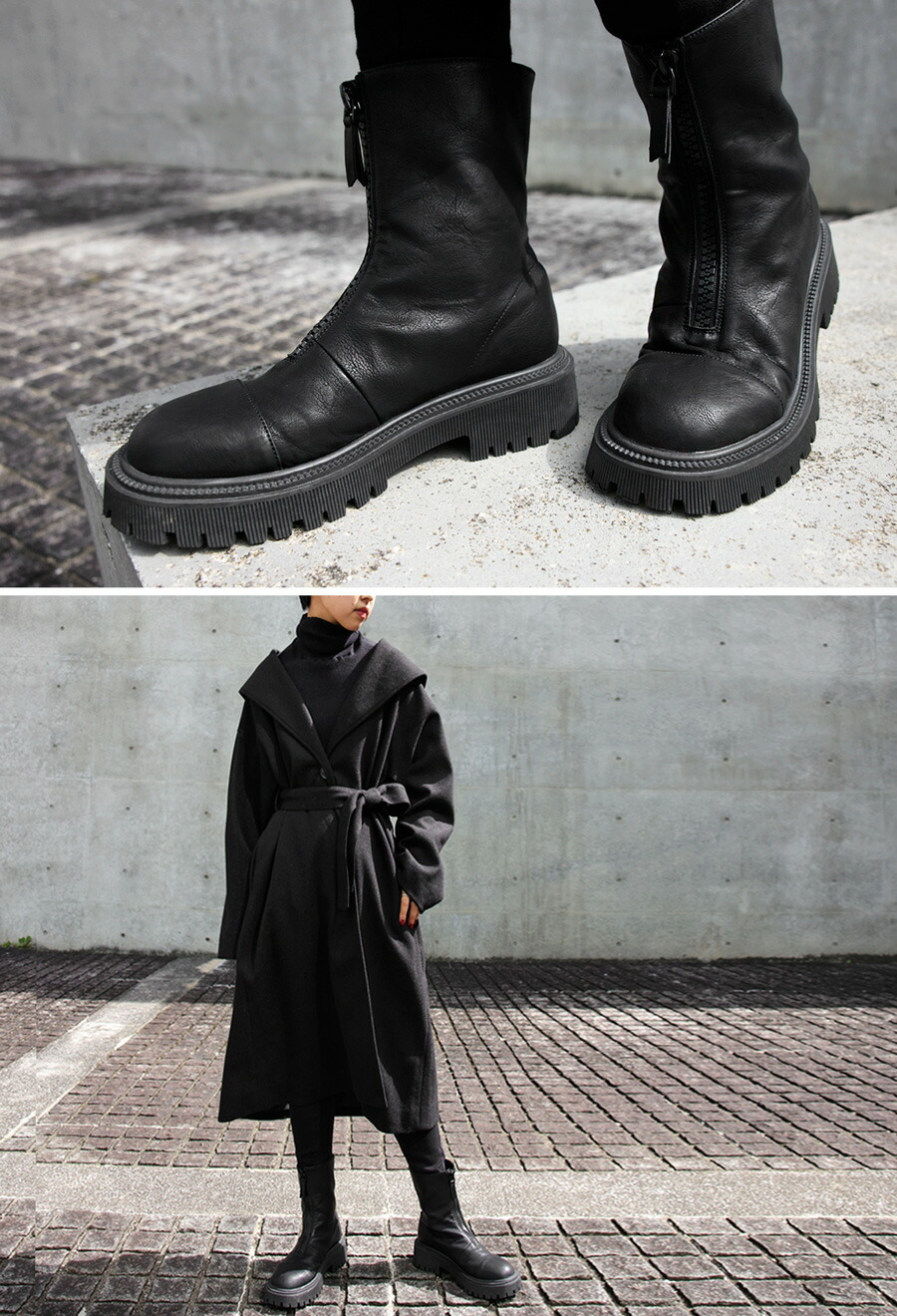 楽天市場】フロントジップブーツ ブーツ レディース 靴 合皮 送料無料