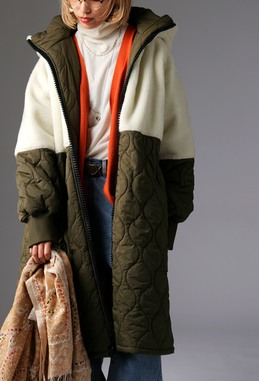 楽天市場】ビッグファスナー ロングコート レディース ボアアウター