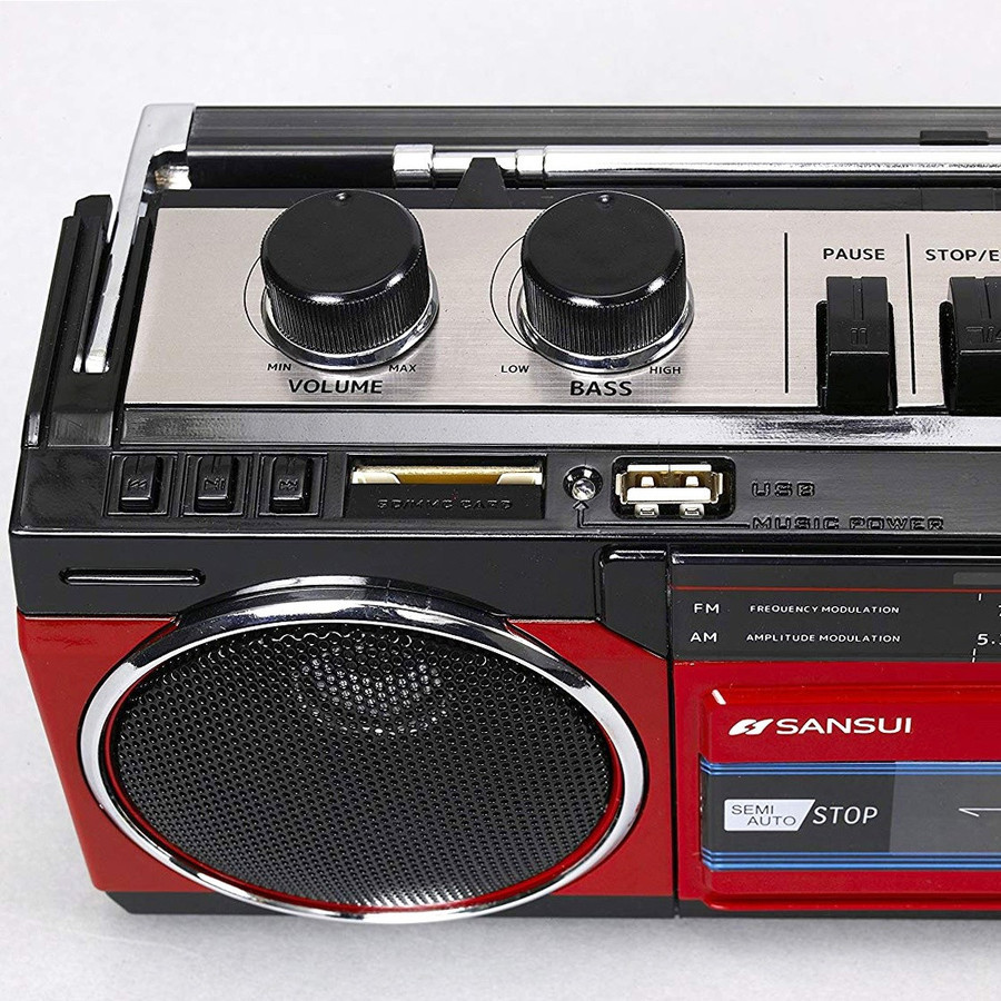 楽天市場】SANSUI レッド SCR-B2 RD カセットテープレコーダー レトロ