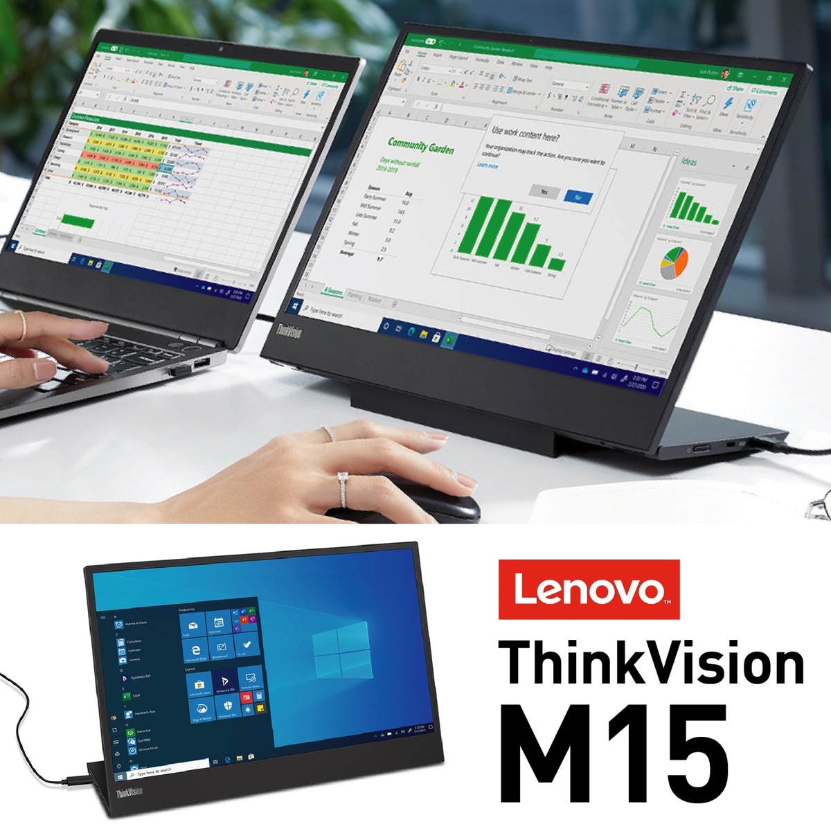 楽天市場】Lenovo ThinkVision M15 15.6型 モバイルモニター USB Type