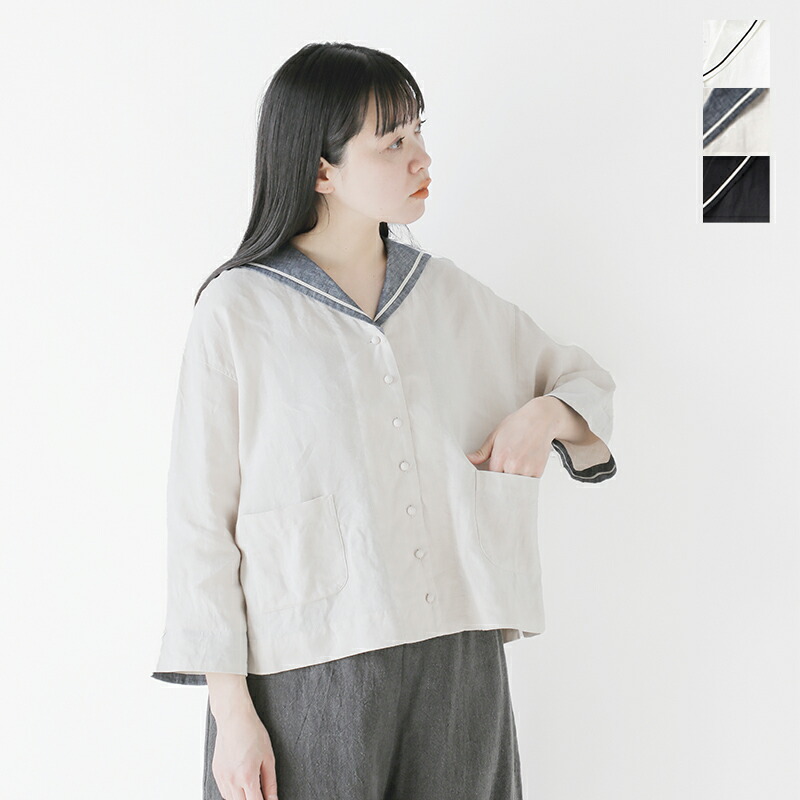 楽天市場】MAGALI マガリ キャンバスリネン セーラーカラー ブラウス