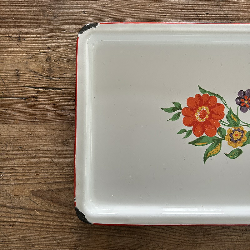 楽天市場】ブロカント ハンガリー 琺瑯トレイ 白 B アンティーク