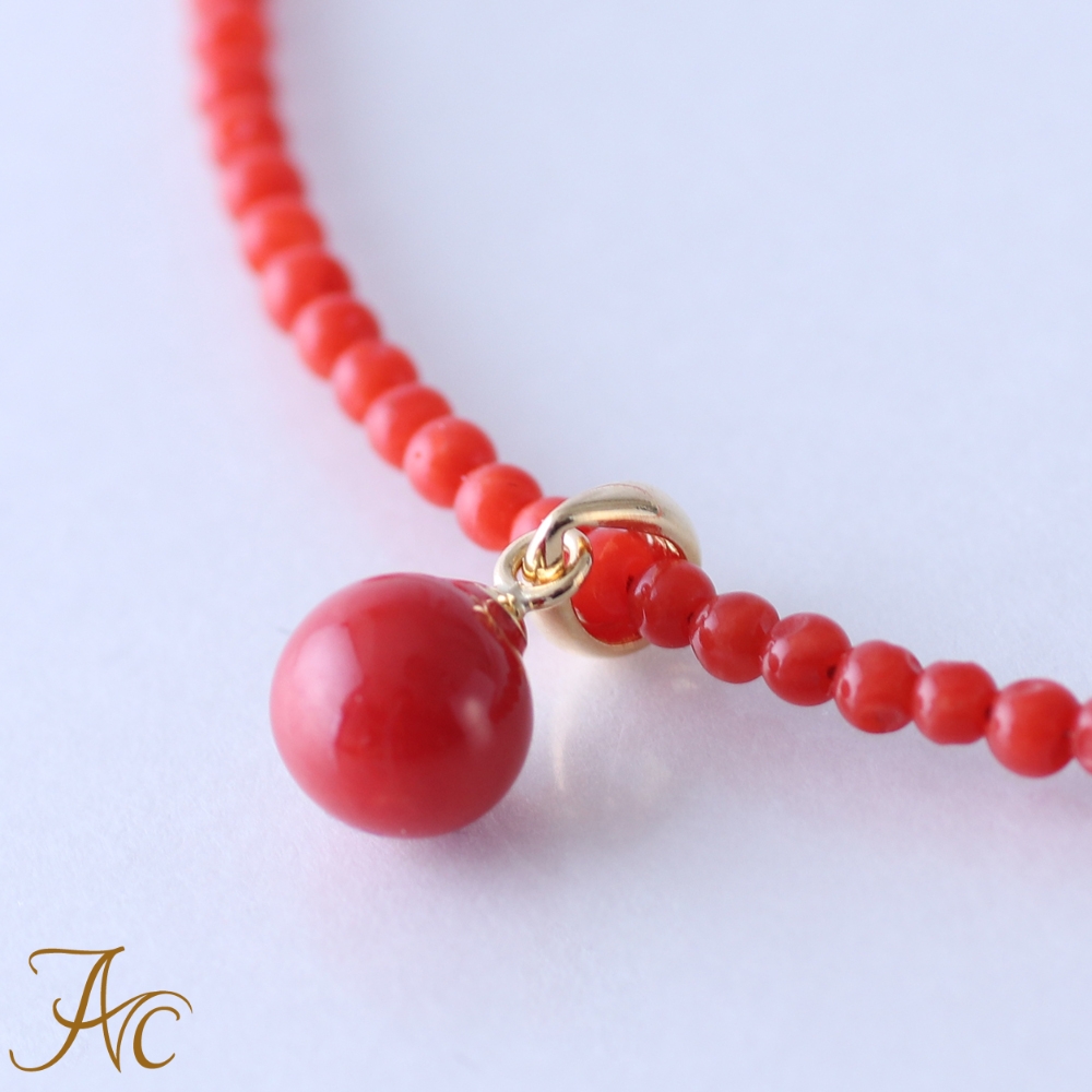 楽天市場】≪1年保証付き≫ 赤珊瑚5.8ミリUP玉付きK18ネックレス 3月