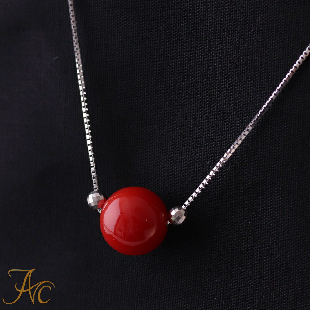 楽天市場】≪1年保証付き≫ 日本産血赤珊瑚9.6ミリUP玉付きネックレス