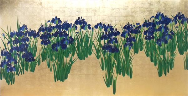 楽天市場】漆絵 尾形光琳の名作「燕子花(かきつばた)図」右隻 NH138R