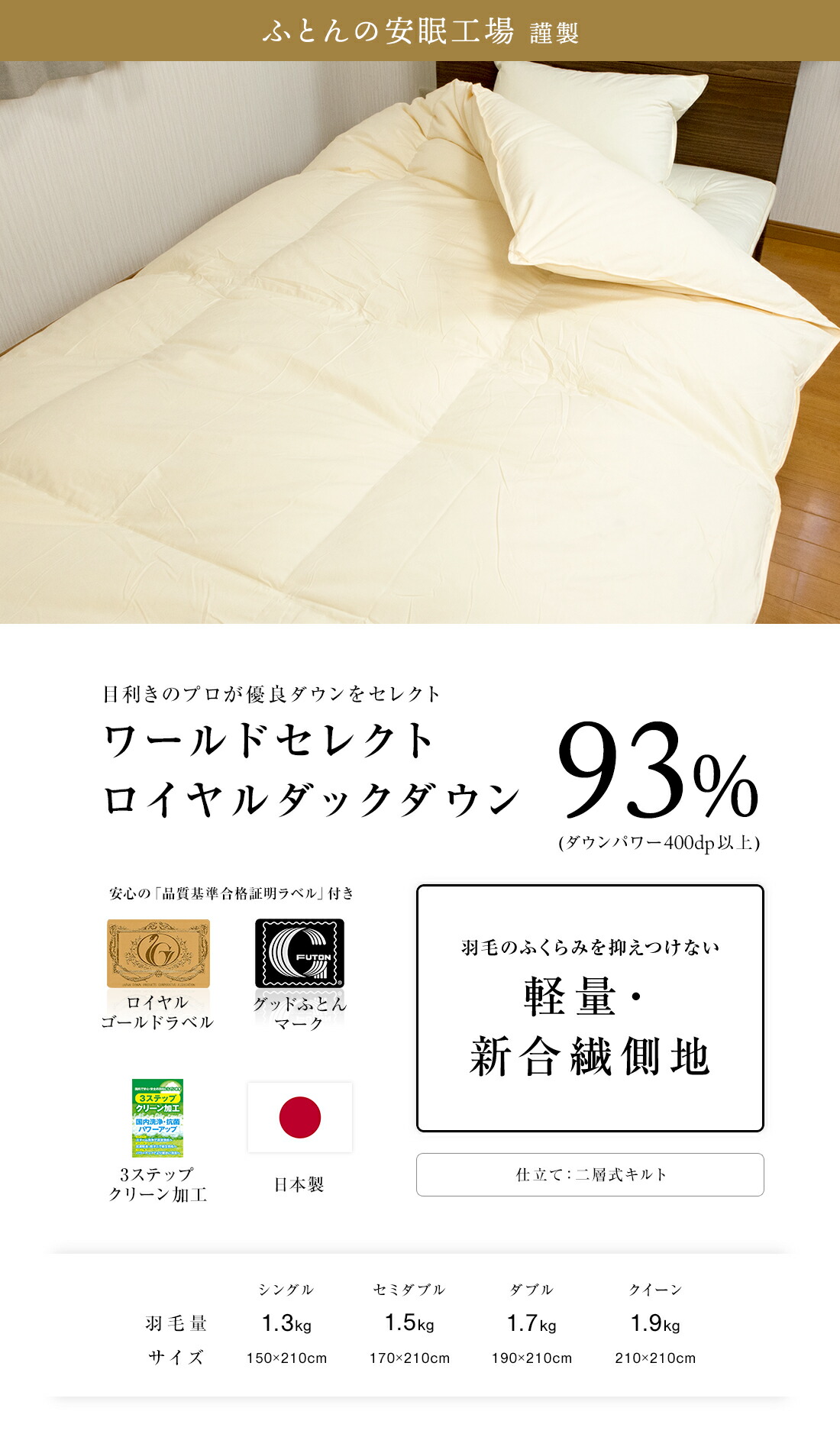 楽天市場】【楽天SS 10%OFF 3/4 20:00開始】高級 羽毛布団 二層式