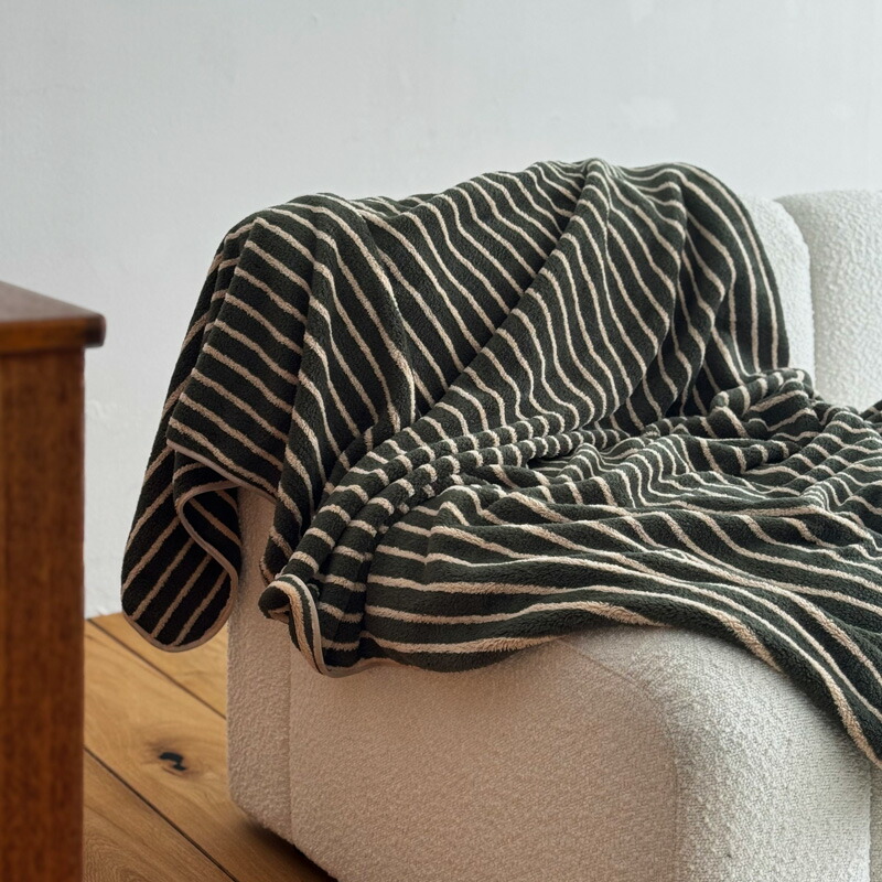 楽天市場】ストライプ ふわふわ マイクロファイバー ブランケット 200