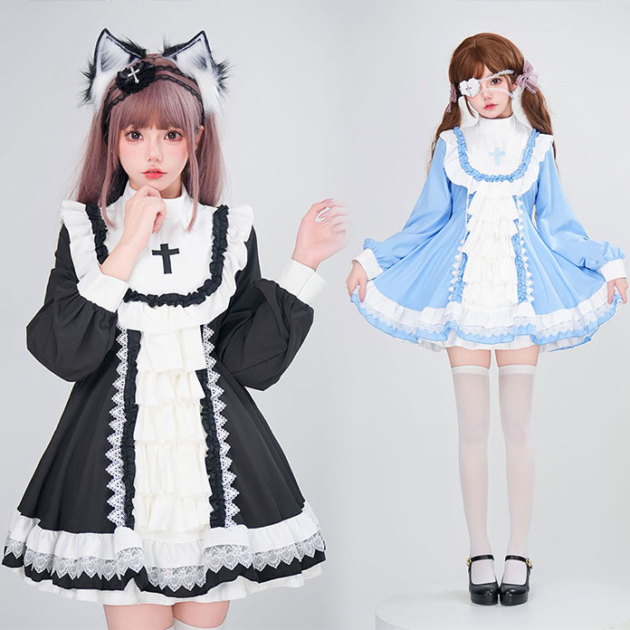 楽天市場】ロリータ服 ゴシック メイド服 ゴスロリ コスプレ衣装 洋服