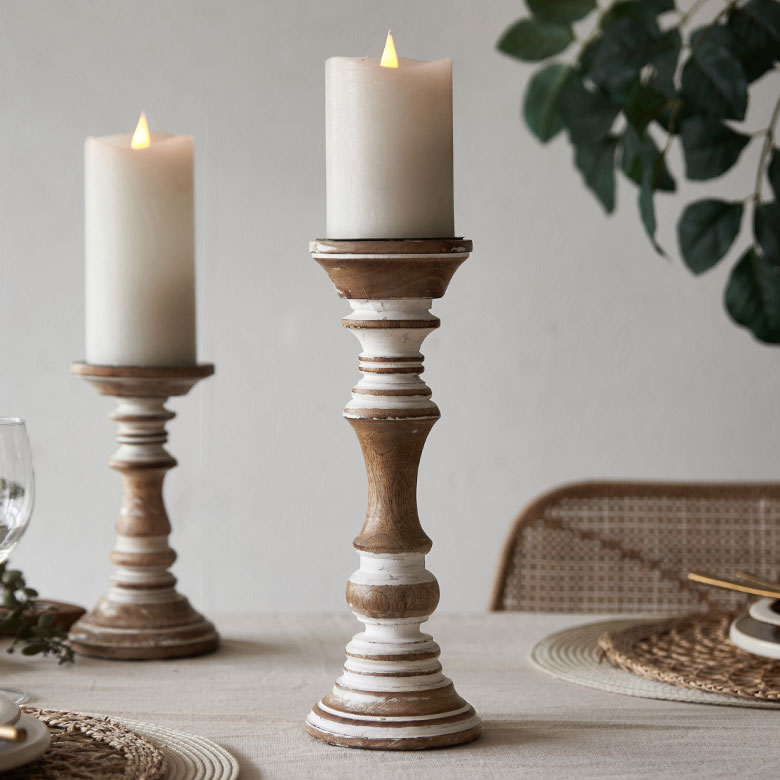 楽天市場】キャンドルスタンド ホワイトウォッシュ 木製 ラウンド型 M
