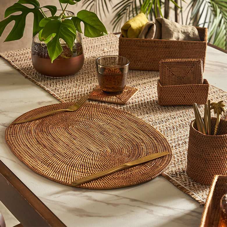 楽天市場】アタ製ランチョンマット バリ島産 40×30cm オーバル型