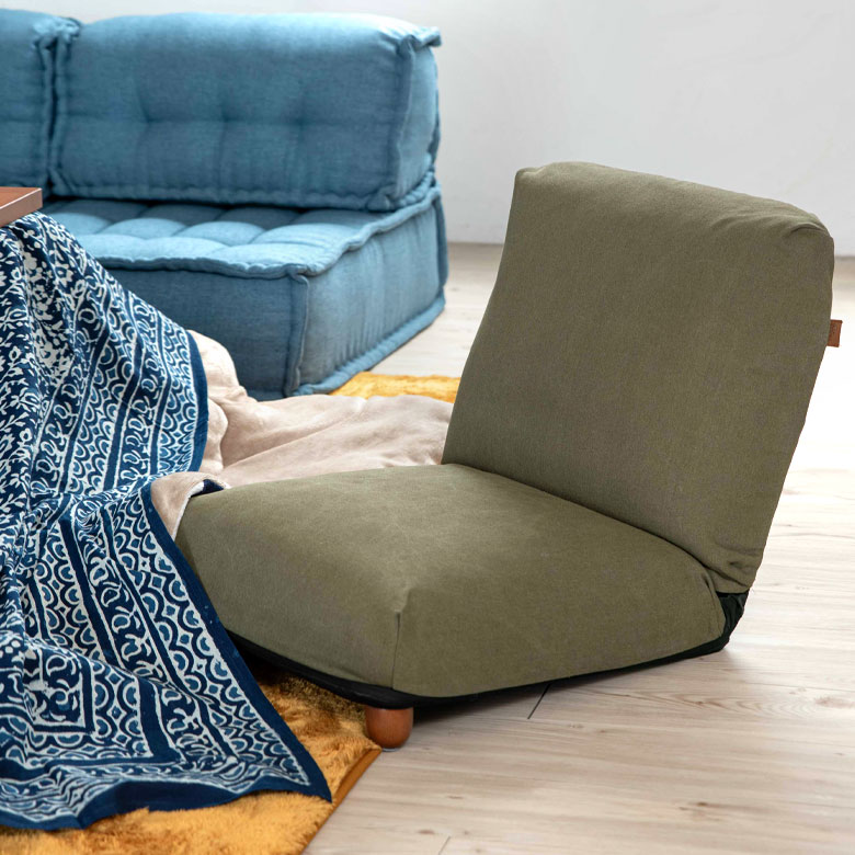 楽天市場】座椅子 リクライニング フロアソファ ネイビー カーキ 1人