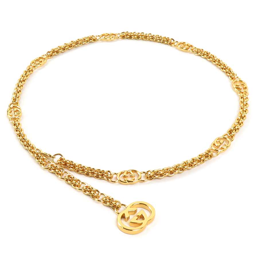 GUCCI ロゴチャーム付き金属チェーンベルト GUCCI グッチ レディース