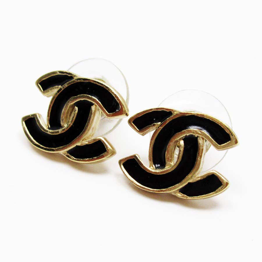 楽天市場】シャネル CHANEL ピアス ココマーク ブラックxゴールド