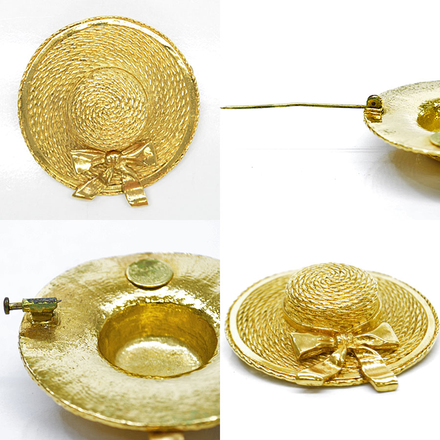 楽天市場】シャネル CHANEL ブローチ 麦わら帽子モチーフ ゴールド