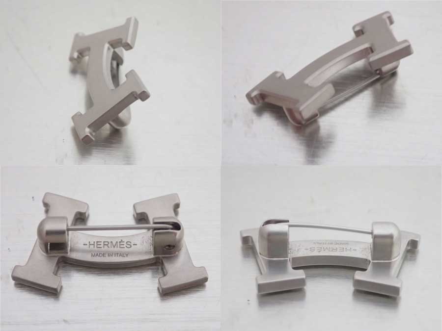 極美品】HERMES エルメス Hスマイル ブローチ スマイリー シルバー 極