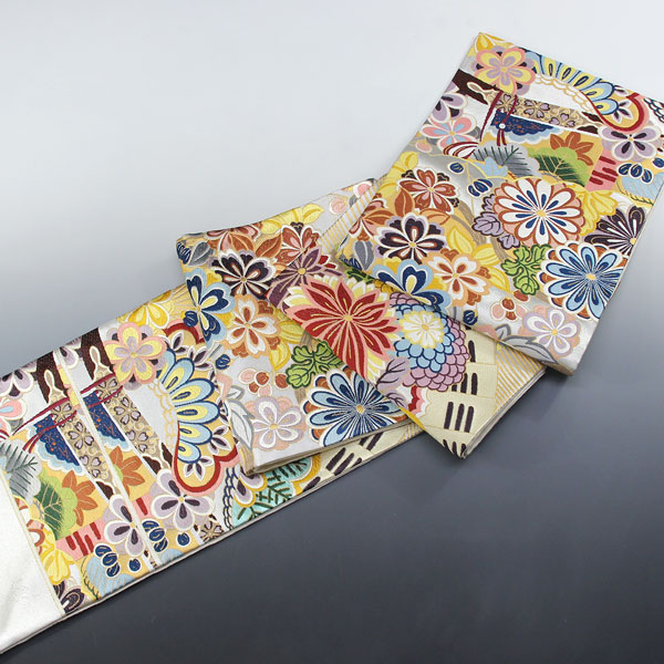 楽天市場】着物 帯 振袖用も 白綾苑大庭 京 西陣 袋帯 瑞兆祝典文