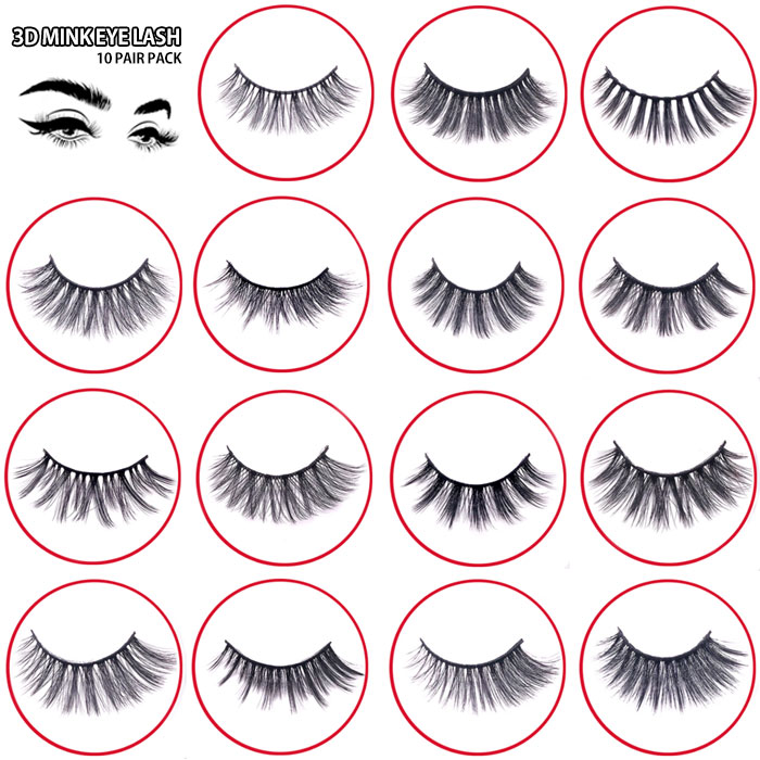 楽天市場】10組セット ミンク つけまつげ つけま MINK 3D HAIR