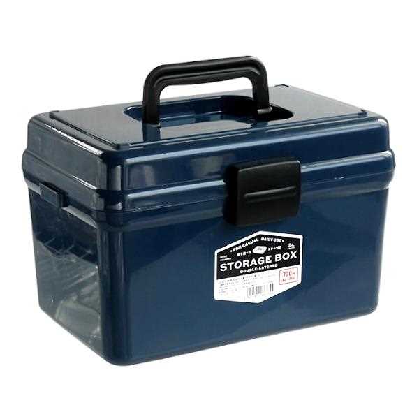 楽天市場】2段ストレージボックス ネイビー 28.7×20.4×高さ17.9cm