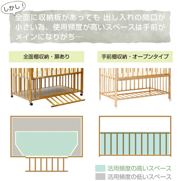 楽天市場】ヤトミ ベビーベッド ぐっすり2 □ビックリ収納スペース