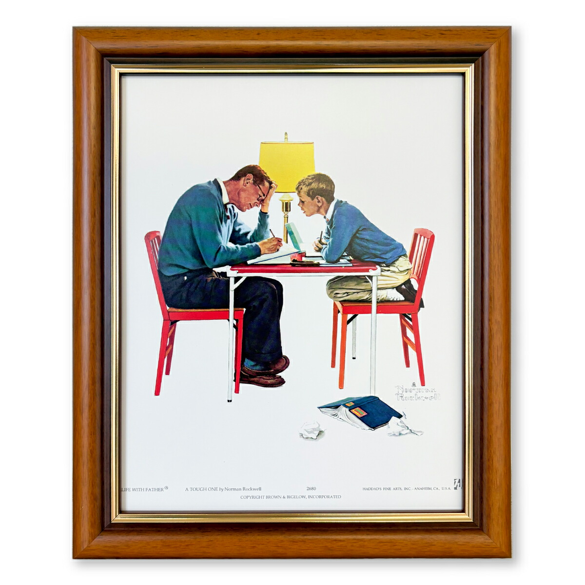 80s ビンテージ ポスター 額装 ノーマンロックウェル 動物病院の待合室