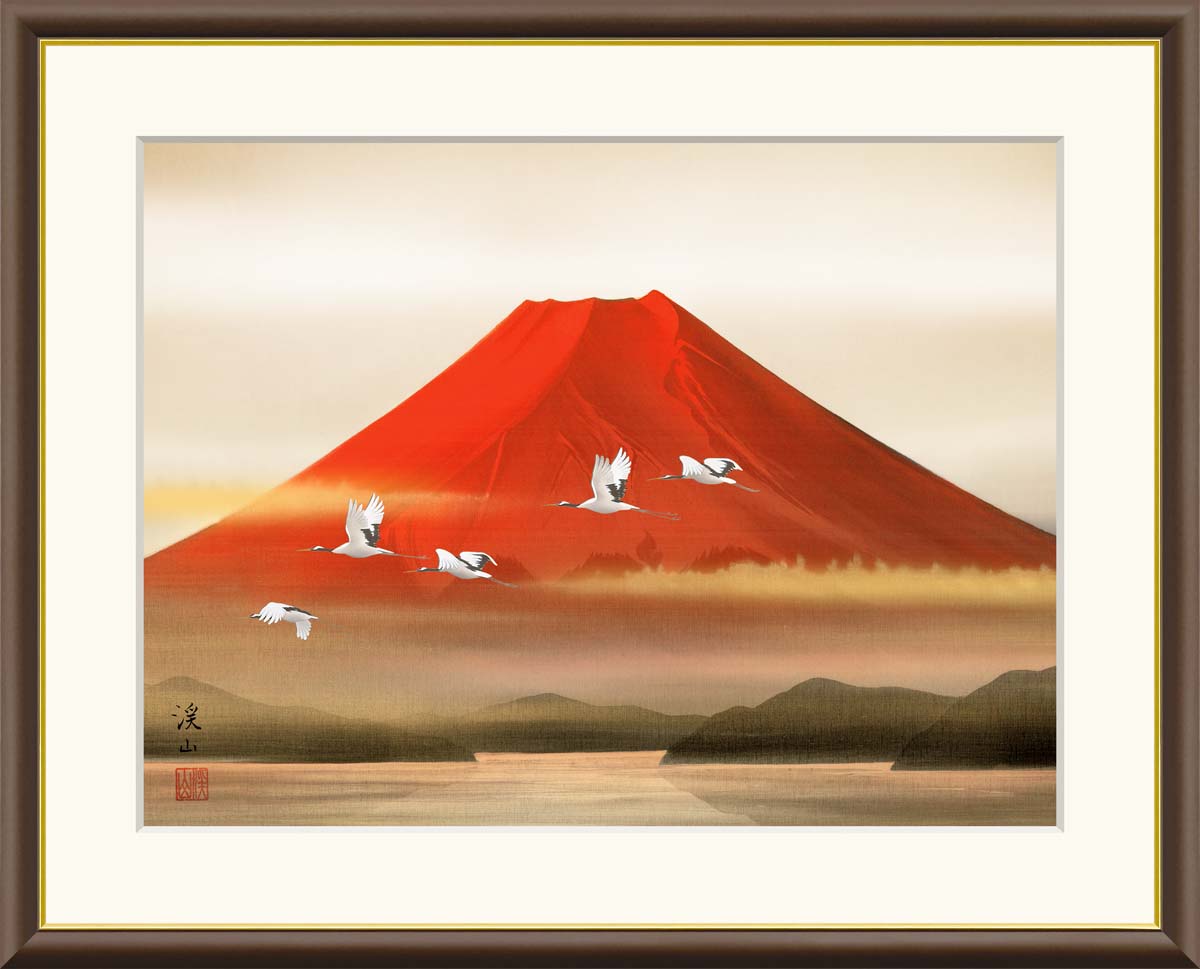 楽天市場】絵画 日本画 額入りアート「赤富士飛翔」 J4-C010 F8:61cm