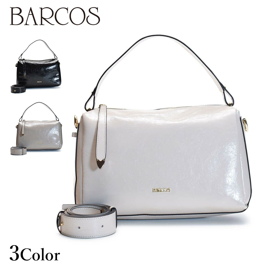 楽天市場】BARCOS しわパテントレザー2wayハンドバッグ レディース 全3
