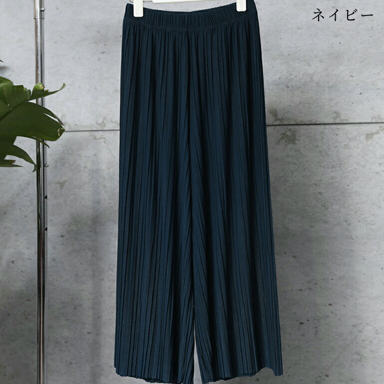 楽天市場】フリーサイズ シフォンプリーツパンツ ワイドプリーツパンツ